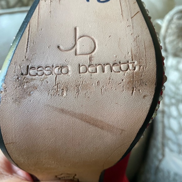 JESSICA BENNETT Used  Halo Heels ~ Red Satin 8.5 - Picture 10 of 10